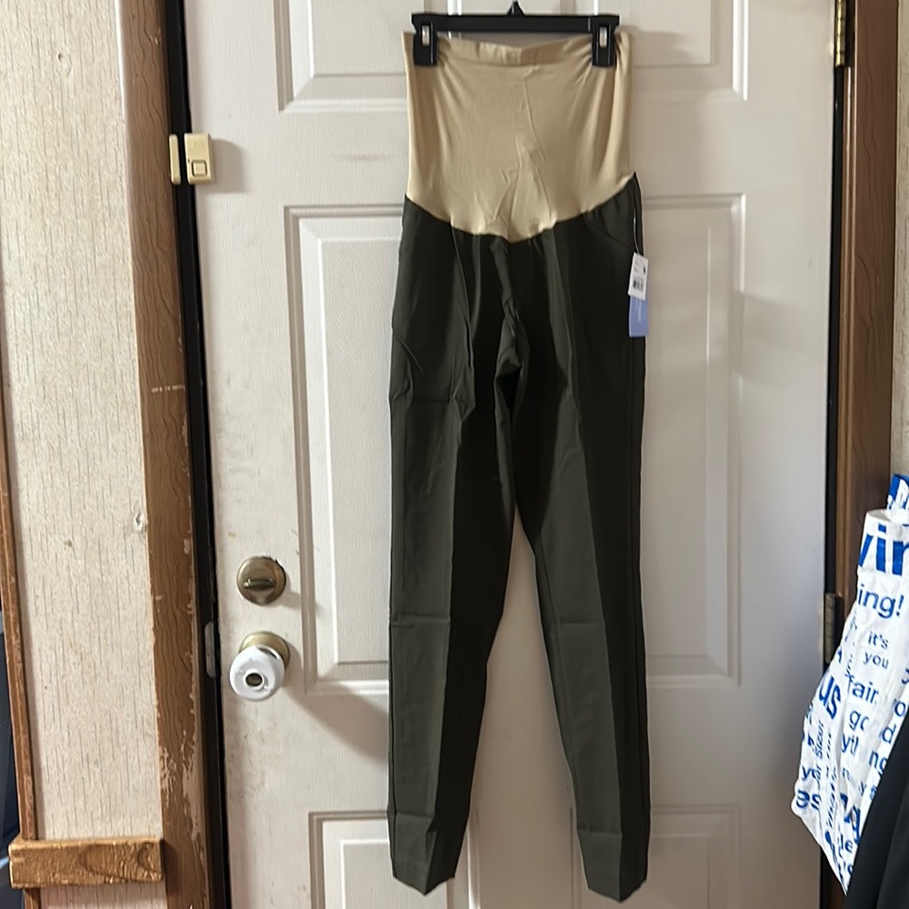 MOTHERHOOD MATERNITY DRESS PANTS: OLIVE GREEN: NEW WITH TAGS: SIZE M